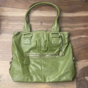 Green Vegan Leather Tote Purse
